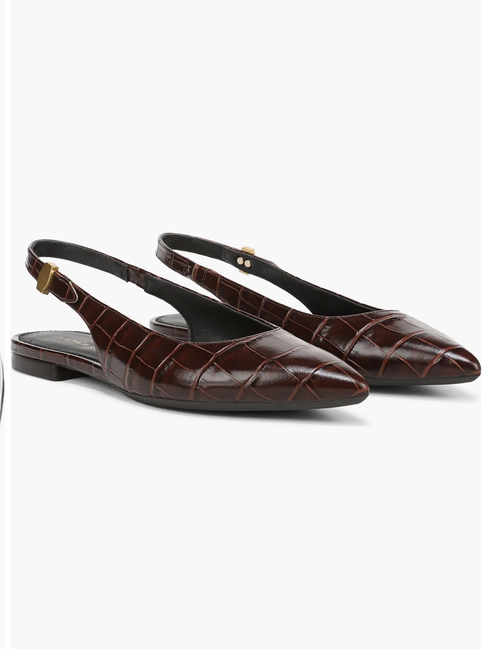 Veronica Beard Chocolate Croc-Embossed Pointed Slingback Flats 8 New $375 - Picture 11 of 12